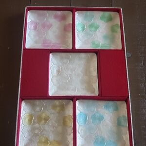 Bonne Couleur Electroforming Cloisonne Set Of 5 Trays Dish.